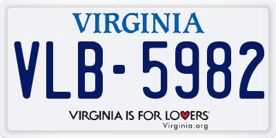 VA license plate VLB5982