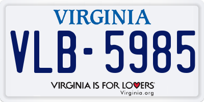 VA license plate VLB5985