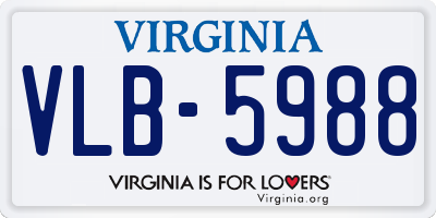 VA license plate VLB5988