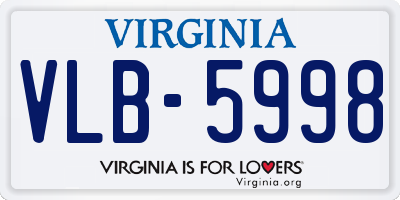 VA license plate VLB5998