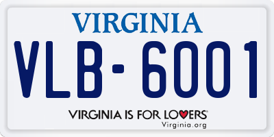 VA license plate VLB6001