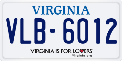 VA license plate VLB6012