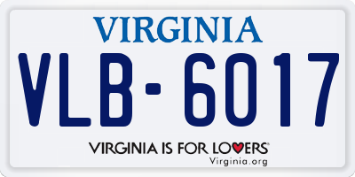 VA license plate VLB6017