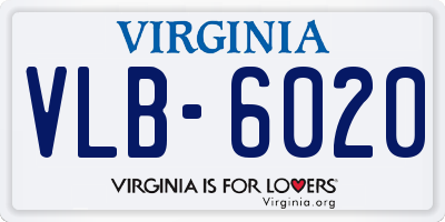 VA license plate VLB6020