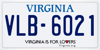 VA license plate VLB6021