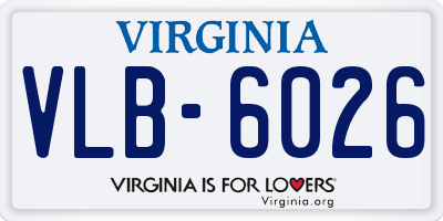 VA license plate VLB6026
