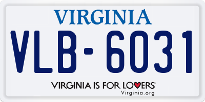 VA license plate VLB6031