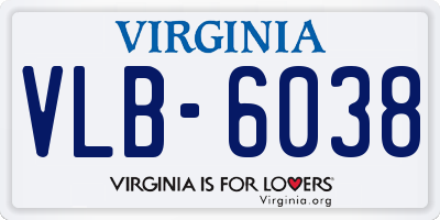 VA license plate VLB6038