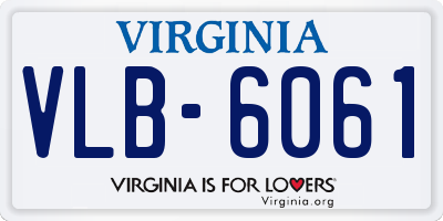 VA license plate VLB6061