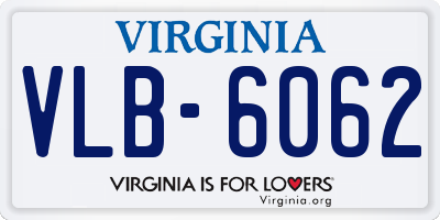 VA license plate VLB6062