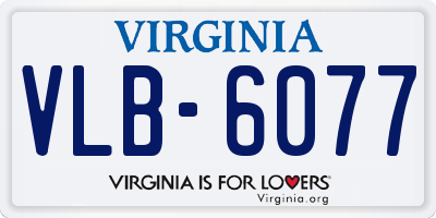 VA license plate VLB6077