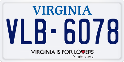 VA license plate VLB6078