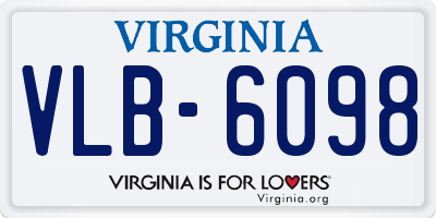 VA license plate VLB6098