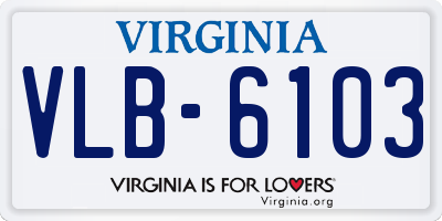 VA license plate VLB6103