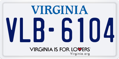 VA license plate VLB6104