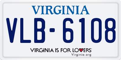 VA license plate VLB6108