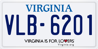 VA license plate VLB6201