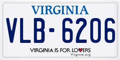 VA license plate VLB6206