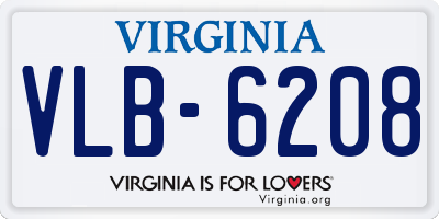 VA license plate VLB6208