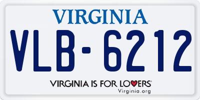 VA license plate VLB6212