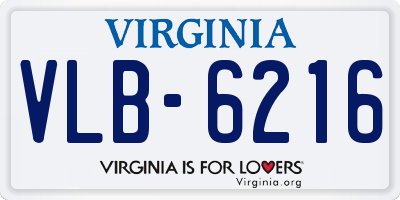 VA license plate VLB6216