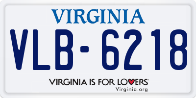VA license plate VLB6218