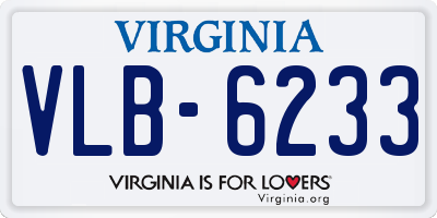 VA license plate VLB6233