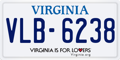 VA license plate VLB6238