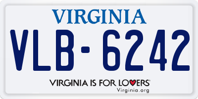 VA license plate VLB6242