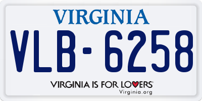 VA license plate VLB6258