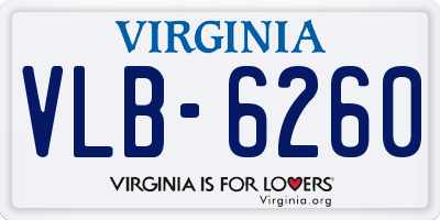 VA license plate VLB6260
