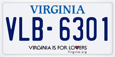VA license plate VLB6301