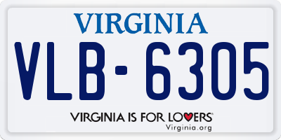 VA license plate VLB6305