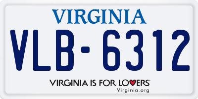 VA license plate VLB6312