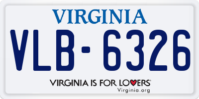 VA license plate VLB6326