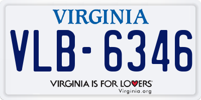 VA license plate VLB6346