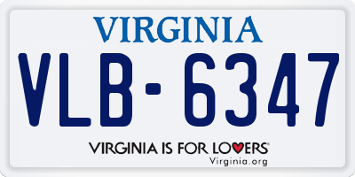 VA license plate VLB6347
