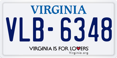 VA license plate VLB6348
