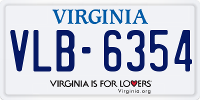 VA license plate VLB6354