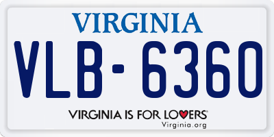 VA license plate VLB6360