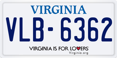 VA license plate VLB6362