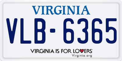 VA license plate VLB6365
