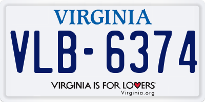 VA license plate VLB6374