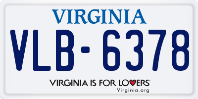VA license plate VLB6378
