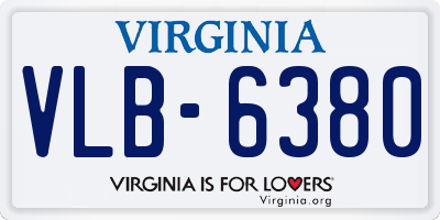 VA license plate VLB6380