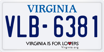 VA license plate VLB6381