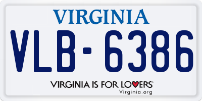 VA license plate VLB6386