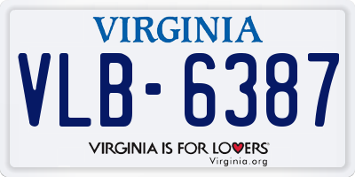 VA license plate VLB6387