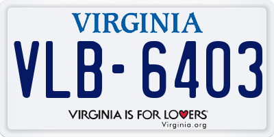 VA license plate VLB6403