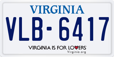 VA license plate VLB6417
